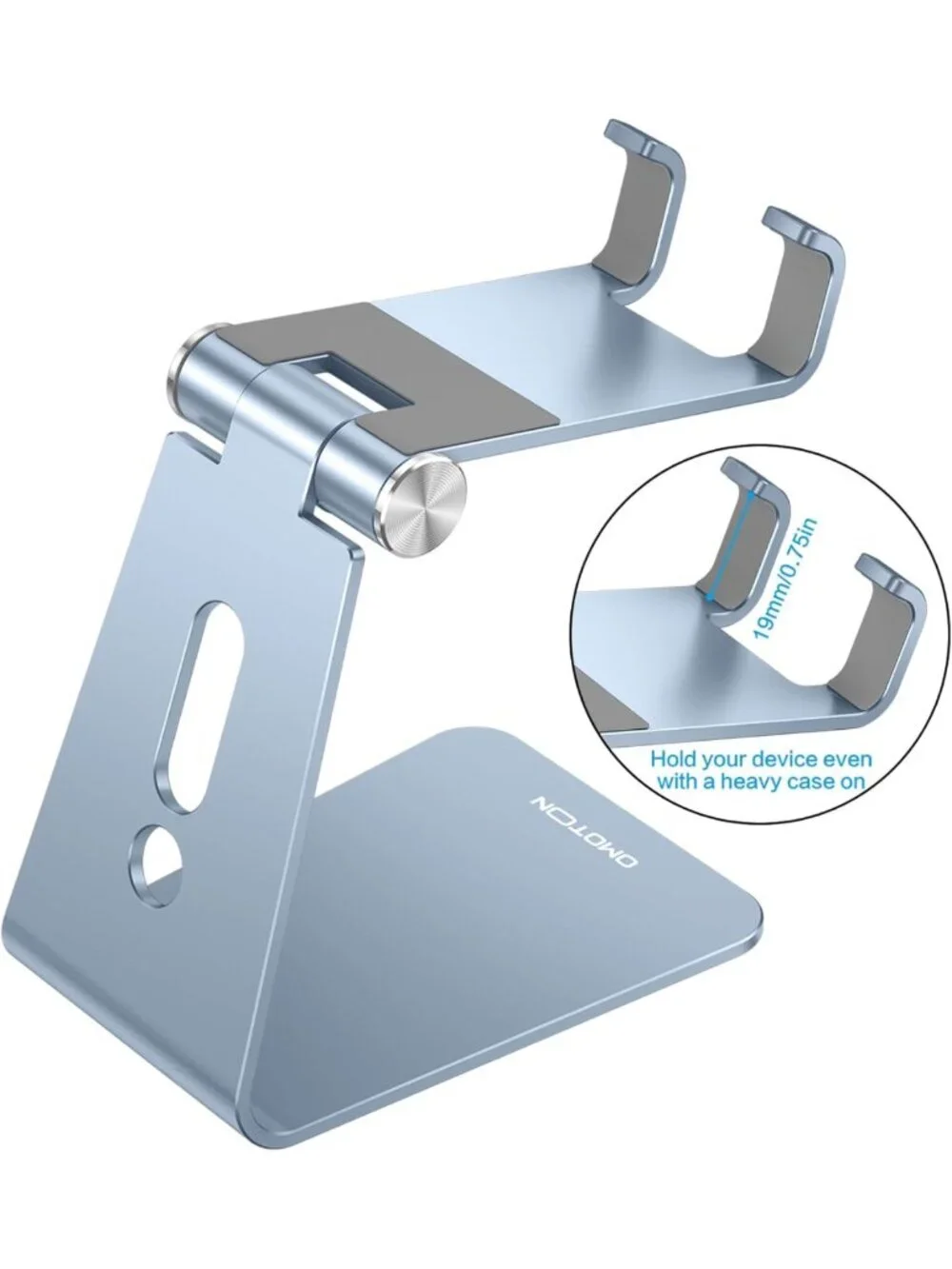 Adjustable Aluminum Cell Phone Stand, Anti-Slip Base, Convenient Charging Port